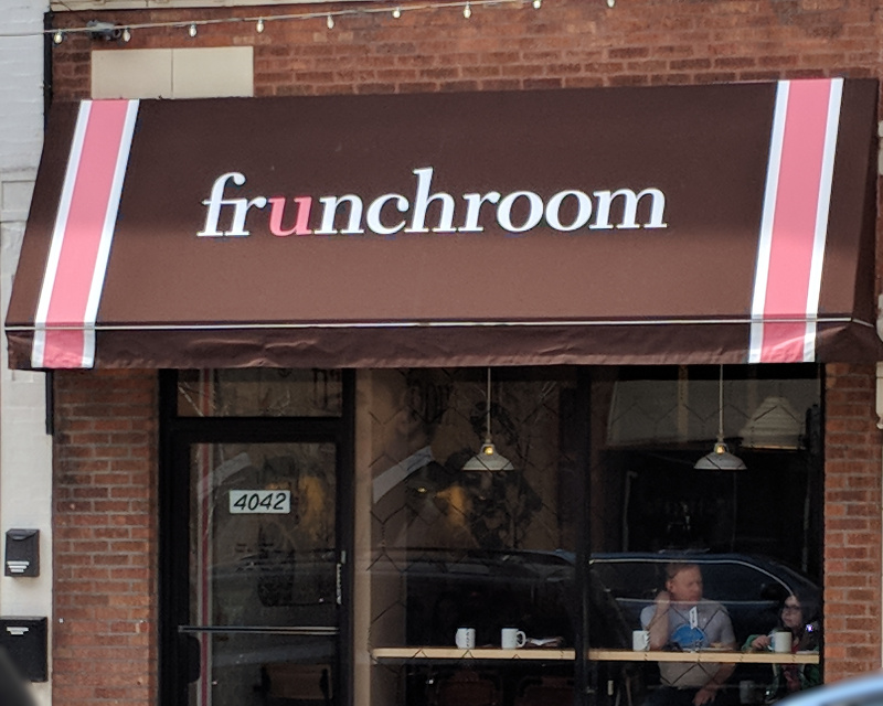 A view of Frunchroom from the outside, looking in.