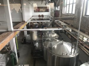 View of the Marz brewery below the Marz Community Taproom and Kitchen.
